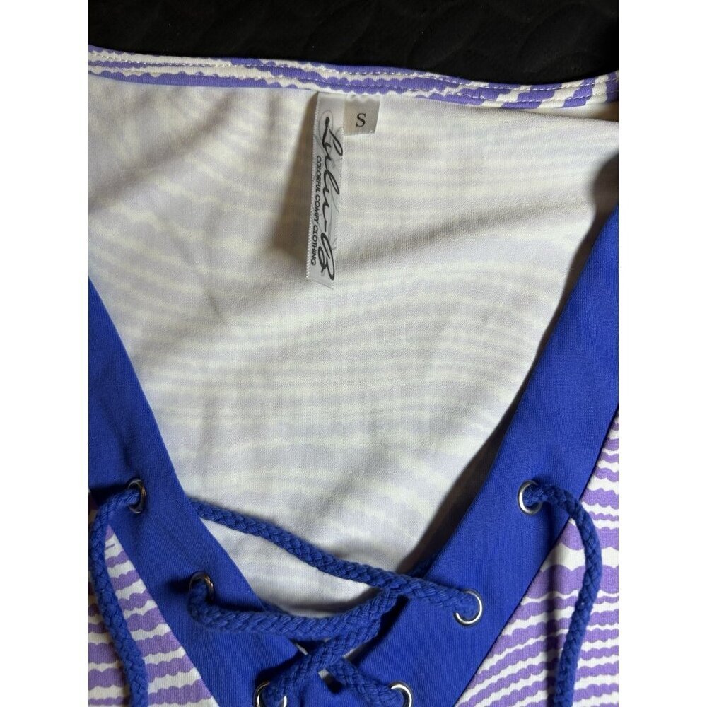 NEW Lulu B Tunic Dress V-Neck w/Tie Women Size Small Purple/Blue Southern Style - Picture 8 of 8